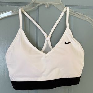 Nike white + black sports bra. size medium
